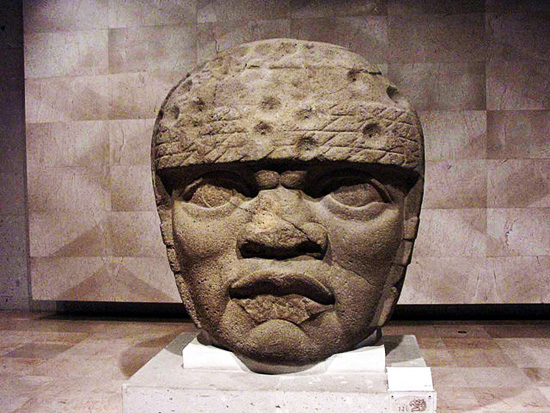 An Olmec stone head from Mexico; photo copyright 2014 Maribel Ponce Ixba